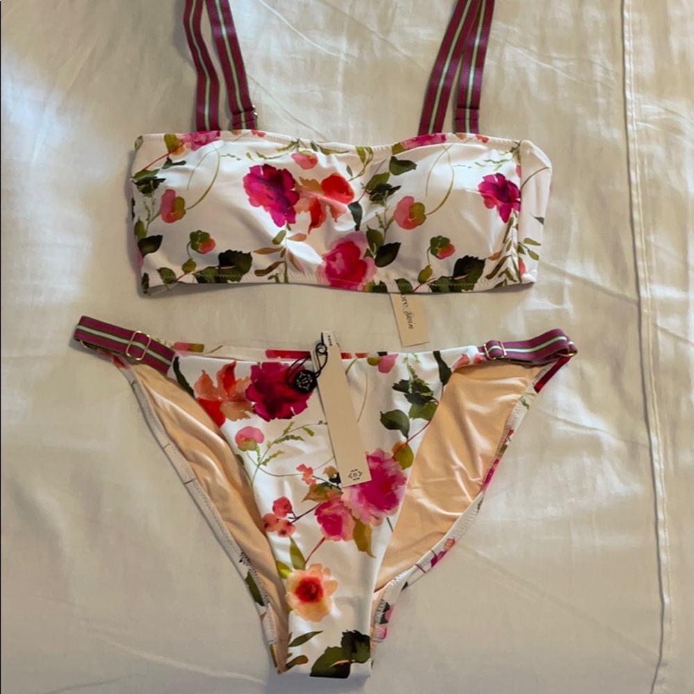Nanette Lepore White Silk Blossom Bikini